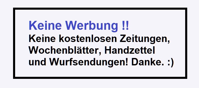 Briefkastenschild - Keine Werbung